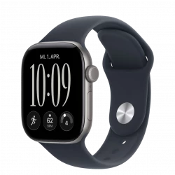 Apple Watch Series 12 GPS + Cellular 42mm Space Gray Aluminum Case with Navy Blue Sport Band S/M (MJFX4)