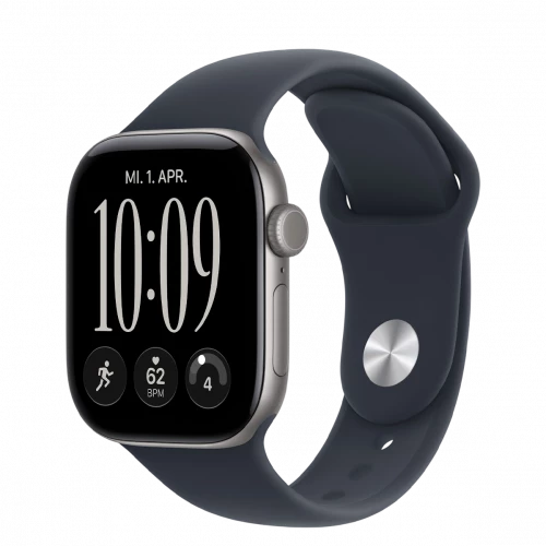Apple Watch Series 12 GPS + Cellular 42mm Space Gray Aluminum Case with Navy Blue Sport Band S/M (MJFX4)