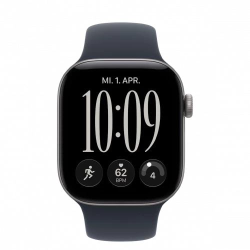 Apple Watch Series 12 GPS + Cellular 42mm Space Gray Aluminum Case with Navy Blue Sport Band S/M (MJFX4)