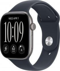 Apple Watch Series 12 GPS 46mm Space Gray Aluminum Case with Navy Blue Sport Band S/M (MJEH4)