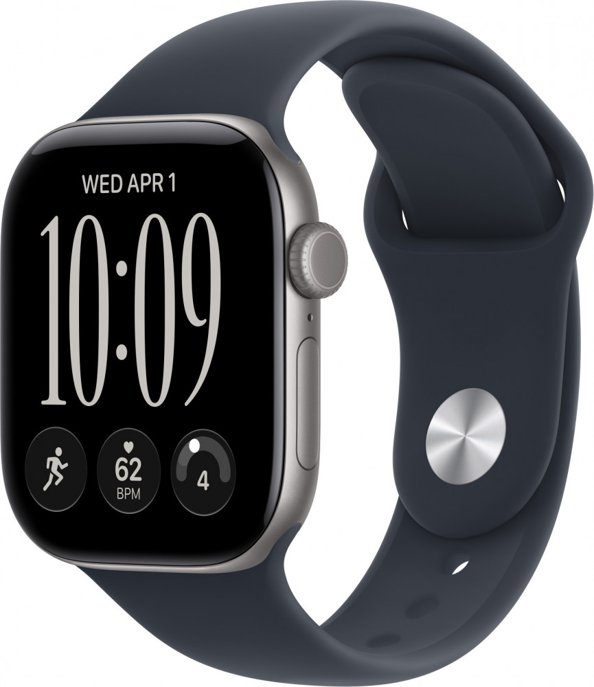 Apple Watch Series 12 GPS 42mm Space Gray Aluminum Case with Navy Blue Sport Band S/M (MJE74)
