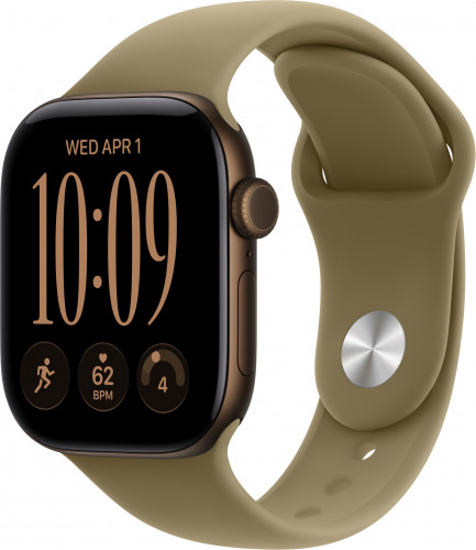 Apple Watch Series 12 GPS 42mm Dark Bronze Aluminum Case with Olive Sport Band S/M (MJEF4)