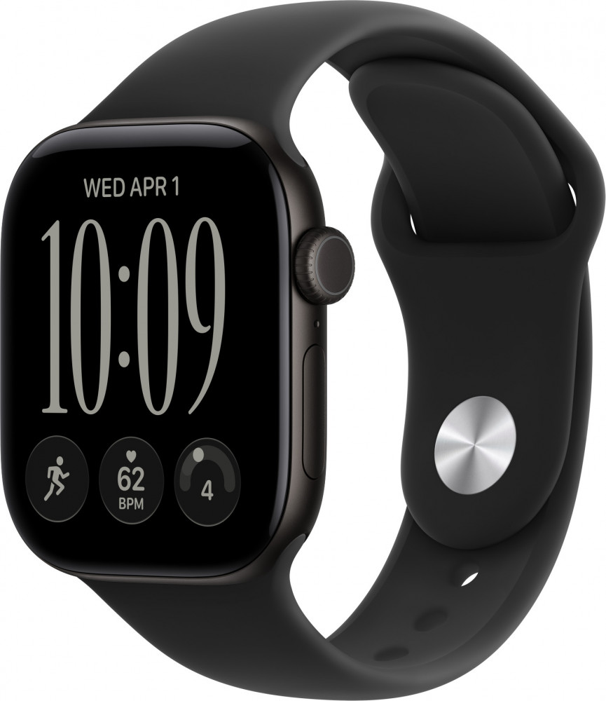 Apple Watch Series 12 GPS 42mm Black Aluminum Case with Black Sport Band S/M (MJEA4)