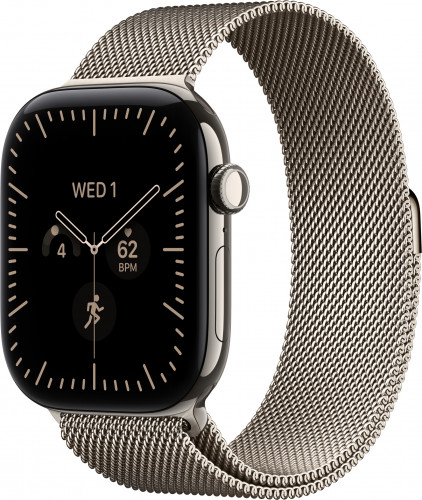 Apple Watch Series 12 GPS + Cellular 46mm Natural Titanium Case with Natural Milanese Loop M/L (MJGQ4)