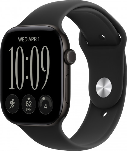 Apple Watch Series 12 GPS + Cellular 46mm Black Aluminum Case with Black Sport Band M/L (MJG94)