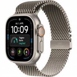 Apple Watch Ultra 4 Natural Titanium Case with Natural Titanium Milanese Loop - Small (MJA84)