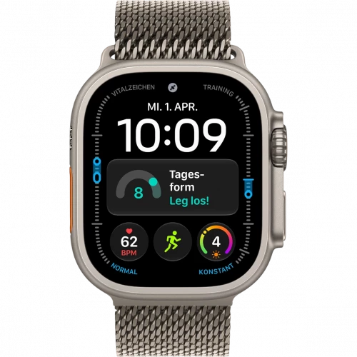 Apple Watch Ultra 4 Natural Titanium Case with Natural Titanium Milanese Loop - Small (MJA84)