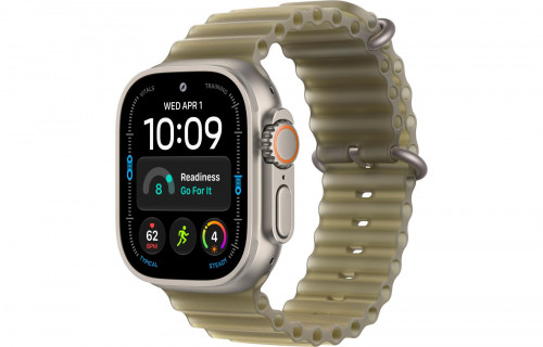 Apple Watch Ultra 4 Natural Titanium Case with Translucent Kelp Ocean Band (MJCR4+MK7M4)
