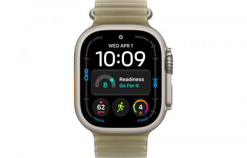 Apple Watch Ultra 4 Natural Titanium Case with Translucent Kelp Ocean Band (MJCR4+MK7M4)