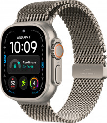 Apple Watch Ultra 4 Natural Titanium Case with Natural Titanium Milanese Loop - Medium (MJA94)