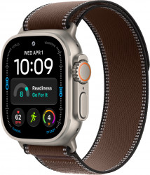Apple Watch Ultra 4 Natural Titanium Case with Dark Umber Trail Loop - M/L (MJCR4+MK8K4)