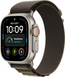 Apple Watch Ultra 4 Natural Titanium Case with Dark Olive Alpine Loop - Small (MJCR4+MK794)