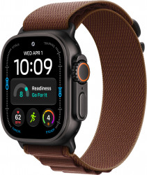 Apple Watch Ultra 4 Black Titanium Case with Burgundy Alpine Loop - Medium (MJC14)