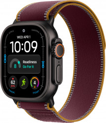 Apple Watch Ultra 4 Black Titanium Case with Burgundy Trail Loop - S/M (MJC34)