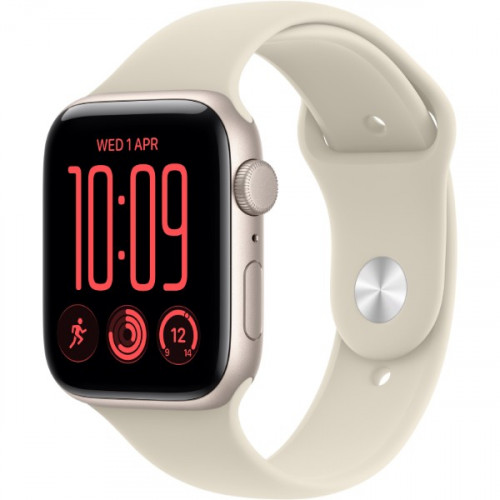 Apple Watch SE 3 GPS 44mm Starlight Aluminium Case with Sand Sport Band M/L (MJL54)