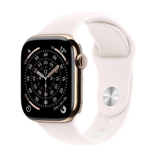 Apple Watch Series 11 GPS + Cellular 46mm Gold Titanium Case w. Light Blush Sport Band - M/L (MFD64)