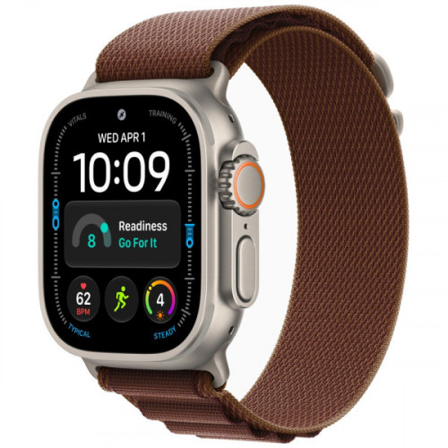 Apple Watch Ultra 4 Natural Titanium Case with Burgundy Alpine Loop - Small (MJCR4+MK7D4)