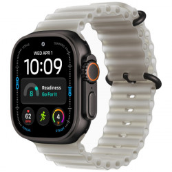 Apple Watch Ultra 4 Black Titanium Case with Translucent Gray Ocean Band (MJCT4+MKAQ4)