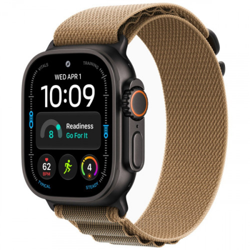 Apple Watch Ultra 4 Black Titanium Case with Desert Alpine Loop - Medium (MJCT4+MKF44)