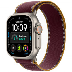 Apple Watch Ultra 4 Natural Titanium Case with Burgundy Trail Loop - S/M (MJCR4+MK8G4)
