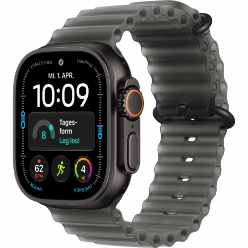 Apple Watch Ultra 4 Black Titanium Case with Translucent Black Ocean Band (MJAY4)