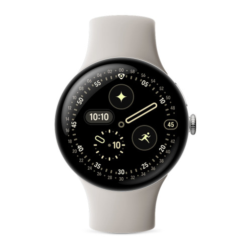 Google Pixel Watch 4 45mm Wi-Fi Polished Silver Aluminum case / Porcelain Active Band