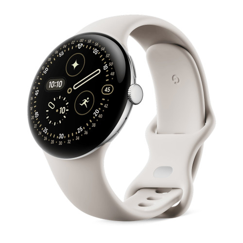 Google Pixel Watch 4 45mm Wi-Fi Polished Silver Aluminum case / Porcelain Active Band