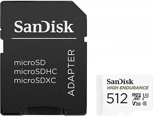 SanDisk 512 GB microSDXC High Endurance UHS-I U3 V30 + SD adapter (SDSQQNR-512G-GN6IA)