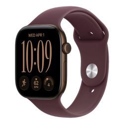 Apple Watch Series 12 GPS 42mm Dark Bronze Aluminum Case with Burgundy Sport Band - S/M (MJFR4+MJUX4)